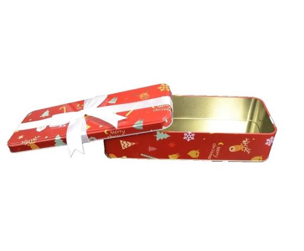 DADI Metal Candy Tin Box Gift Box 235x92x52mm Rectangular Tin Cans with Ribbon