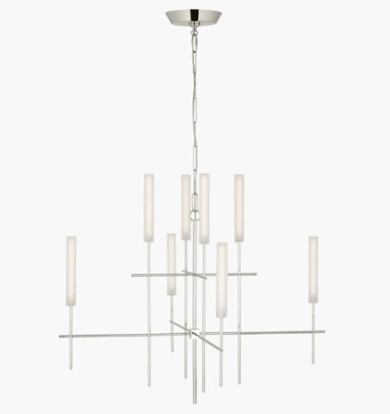 IKF 5110 Fay 32 pouces Lustreur Bronze / Nickel poli / Lustreur à la main en laiton antique en verre glacé en laiton cristallin