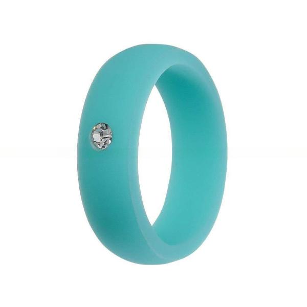 Wedding Silicone Rings Breathable 5.7mm with Cubic Zirconia Inlay Multi Colors