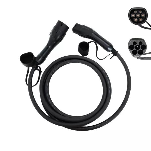 Aluminum Alloy 32A Type 2 To Type 2 EV Cable With Silver Plated Connector Contact