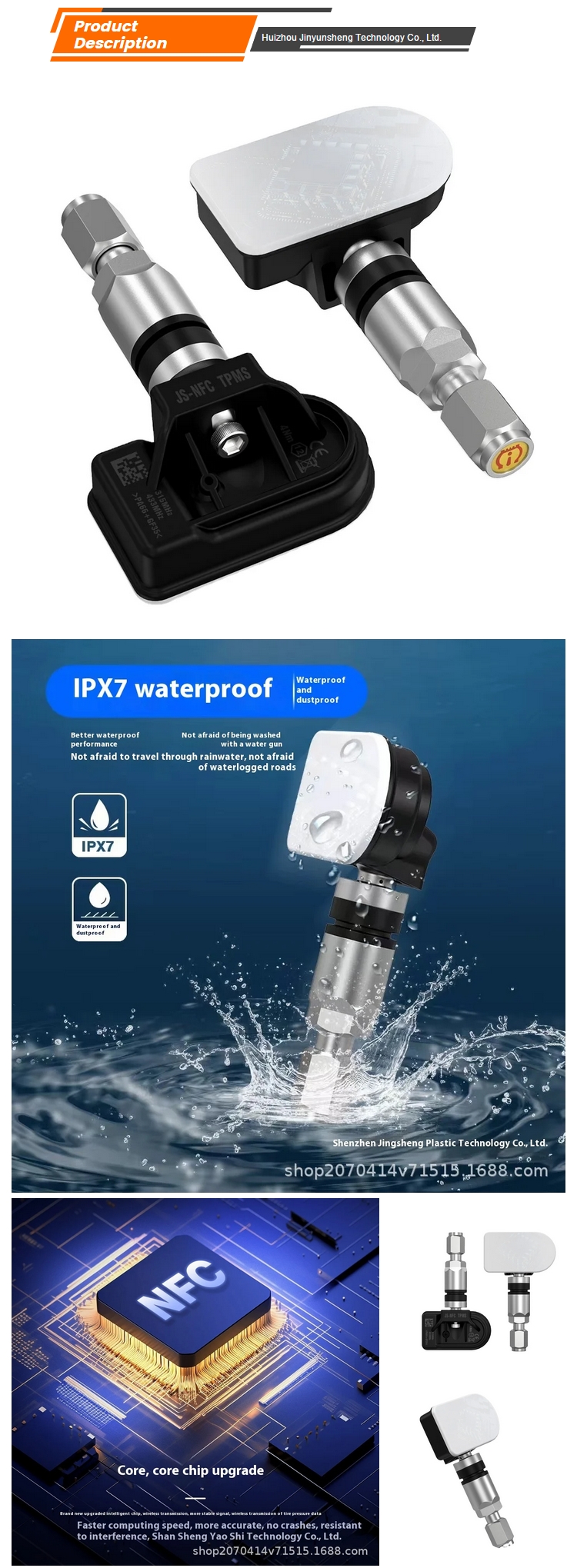 JINYUNSHENG JS-NFC Universal 2-in-1 Dual-Band Built-In Tire Pressure Sensor Programmable NFC New Condition with 1 Year Warranty