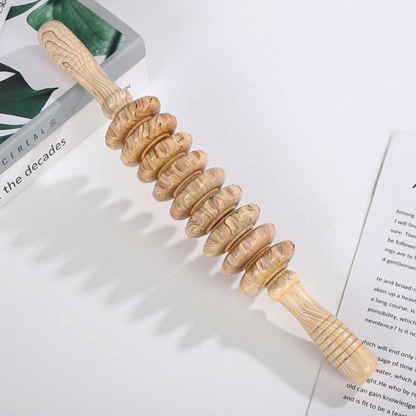 Source Massage Tool 9 Wheels Wooden Massager for Cellulite Reduction and Relaxation
