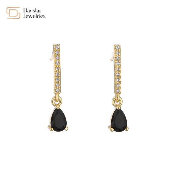 Colored Water Drop Diamond Zircon Crystal Pendant Stud Earrings 18k Gold Plated