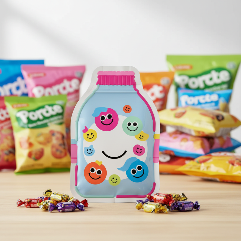 Custom Cute Cartoon Smiley Face Resealable Snack Pouch - Colorful Fun Packaging Bag for Candies & Snacks