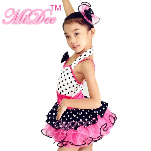 Sweet Heart Neckling Tiered Layered Skirt Polka Dots Children'S Dance Costumes