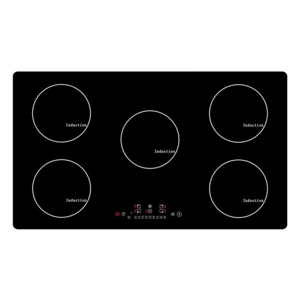 90cm Black Crystal Glass 9200W Five Ring Electric Induction Hobs
