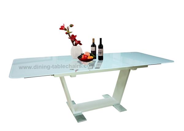 Super White Extendable Dining Table Painted Heavy Duty Steel Leg Home Decors