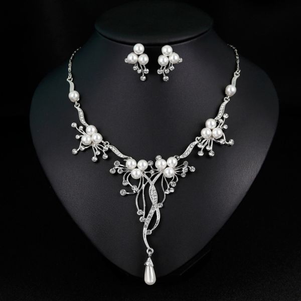 Popular Personality Statement Necklace Vintage Multi-layer Pearl Wedding Necklace Jewelry Sets