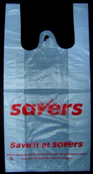 Large Plastic Grocery T-Shirt Bags - Plain White,Thank You Grocery Shopping Bags Biodegradable Reusable Recyclable Pack