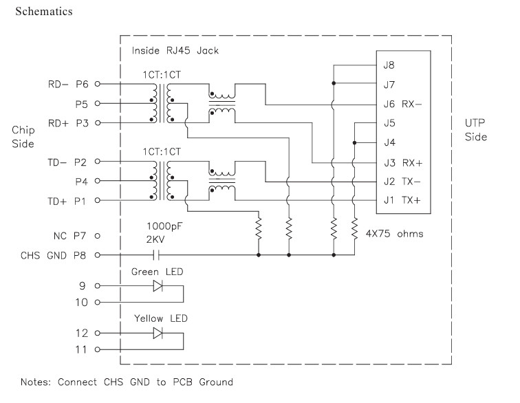 HR911105A HanRun Single Port RJ45 Connector с встроенной магнитной системой и светодиодом