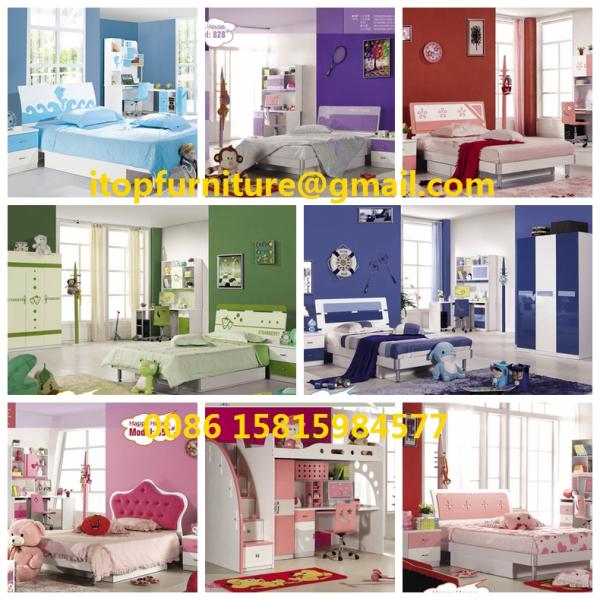 2016 wholesale Princess foshan modern unique cheap MDF wooden kids bunk beds bedroom furniture sets designs