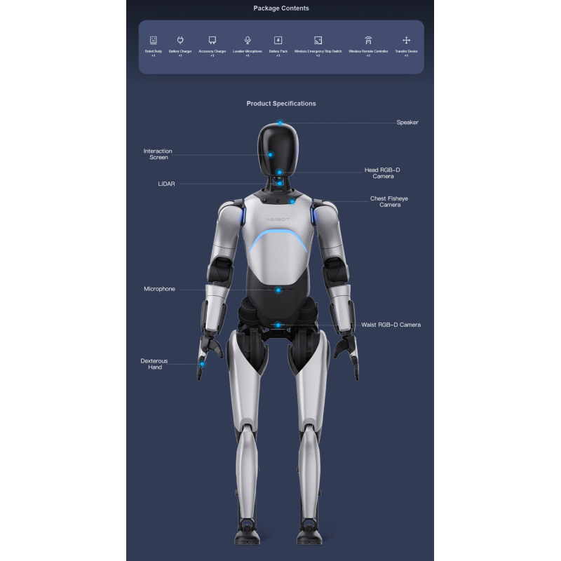AGIBOT A2 Ultra Full-Size Humanoid Robot with 40 DOF, 169cm Height and Dexterous Hand for Advanced AI Applications