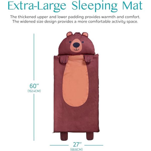Brown Bear Toddler Nap Mat with Pillow & Blanket 60