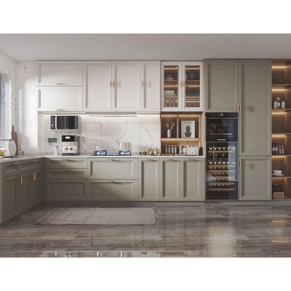 Melamine Kitchen Furniture with Island Design Multifunctional Modern Cabinet