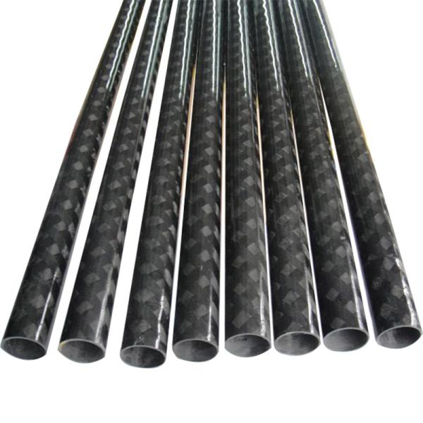 Roll Wrapped Carbon Fiber Tube Silver Aluminized Twill Weave Gloss Finish
