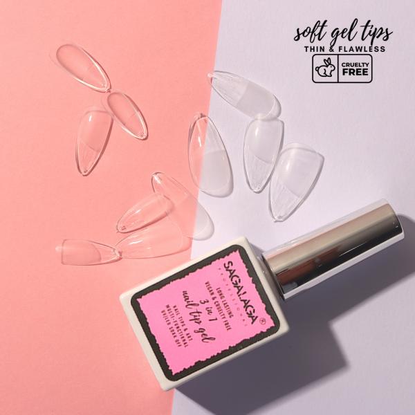 SAGALAGA XS Size Soft Gel Nail Tips in Pink Nail Box for Professional Salon Medium Short Almond Square Extensions