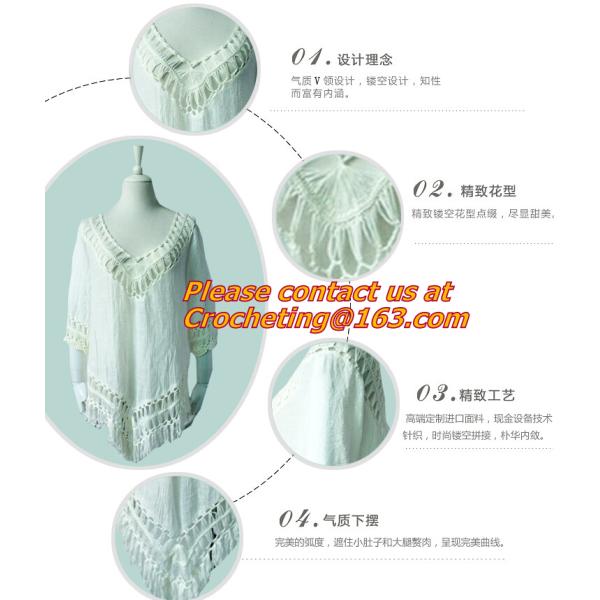 Fashion tassel, Hollow knitted Swimwear, swimsuit Crochet Bikini Beach Cover Up Smock Mini