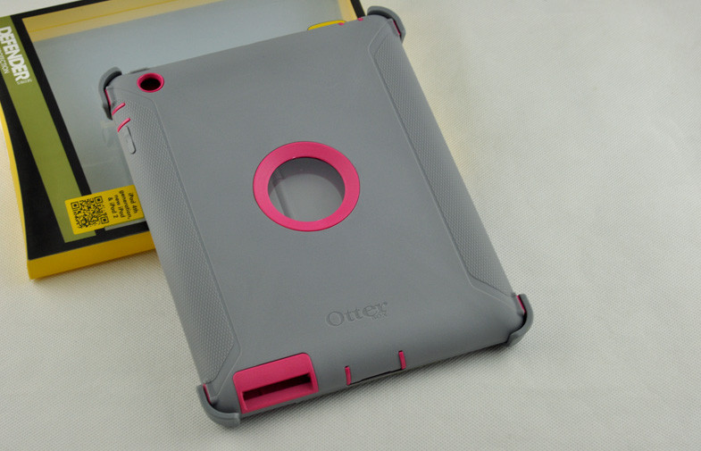 Apple Gray / Pink Ipad Hard Shell Cover , TPE 3 Layers For Ipad 4