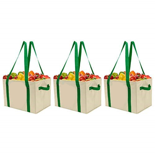 Heavy Duty Collapsible Recycle Shopping Bags With Fold Up Reinforced Bottom