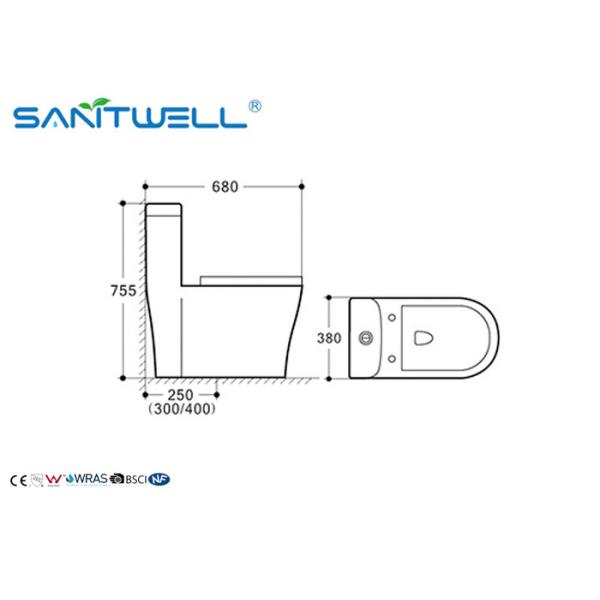 Sanitary ware siphonic wc , one piece S trap ceramic toilet CE Certification