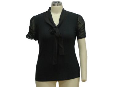 Front Neck With Decorative Tape Short Sleeves Causal Softwear Shirt For Middle Age Ladies