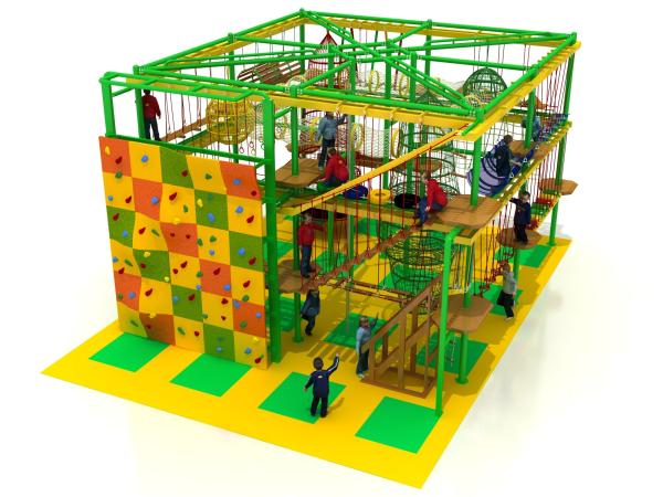 children climbing equipment challenging game area rope course with one level