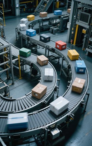 Electromechanical Assembly Line Belt Conveyor with PVC Conveyor Belts 180 Degree Turning