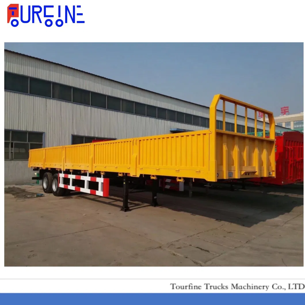 Tri Axle 60 Ton Flatbed Semi Trailer With Detachable Side Walls For Cargo Transport