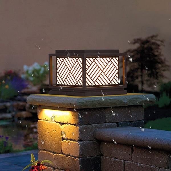Solar Outdoor Pillar Lights Vintage Street Lights for Garden Lawn LED Light Source