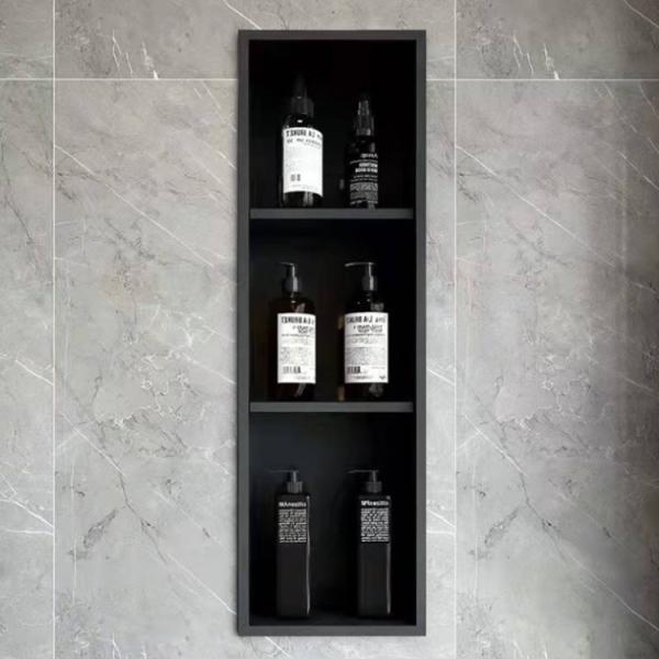 Wall Mounted Black Stainless Steel Shower Niche For Bathroom Use