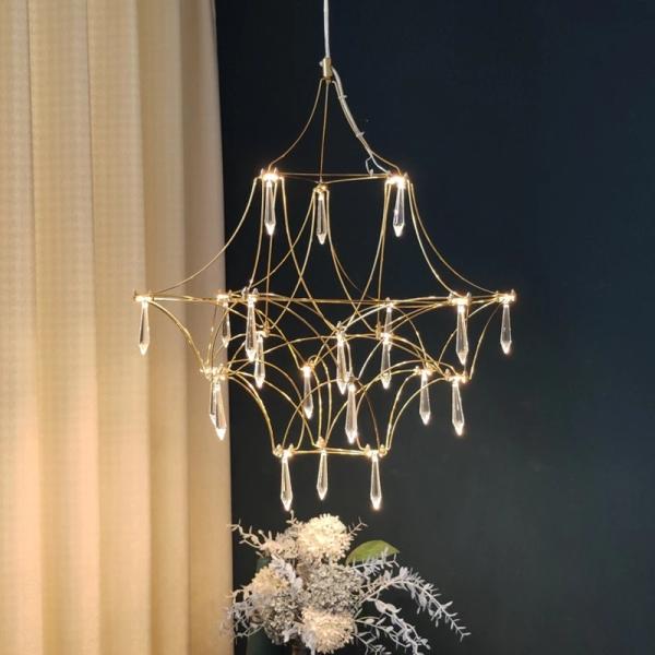 Modern Crystal Ceiling Chandelier Lighting Stainless Steel Fireflies Pendant Lamp nickel pendant light(WH-AP-542)