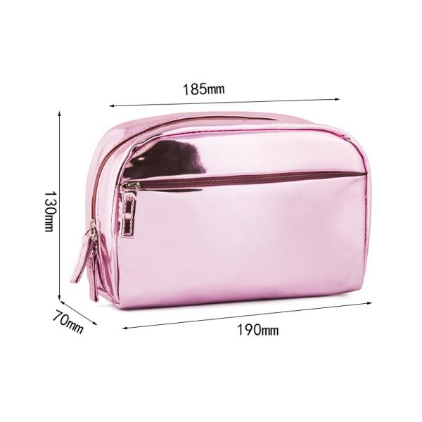 Small Pink Glitter PU Leather Wholesale Zipper Pink Shiny Makeup Bag