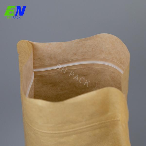 Zipper Top Compostable Kraft Pouches Resealable Customized Color