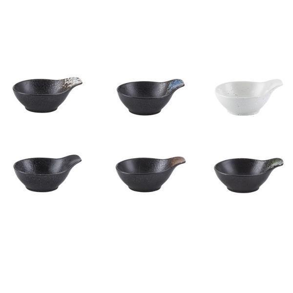 SAVALL Rustic Black Porcelain Dinnerware Vintage Style Dipping Sauce Dish