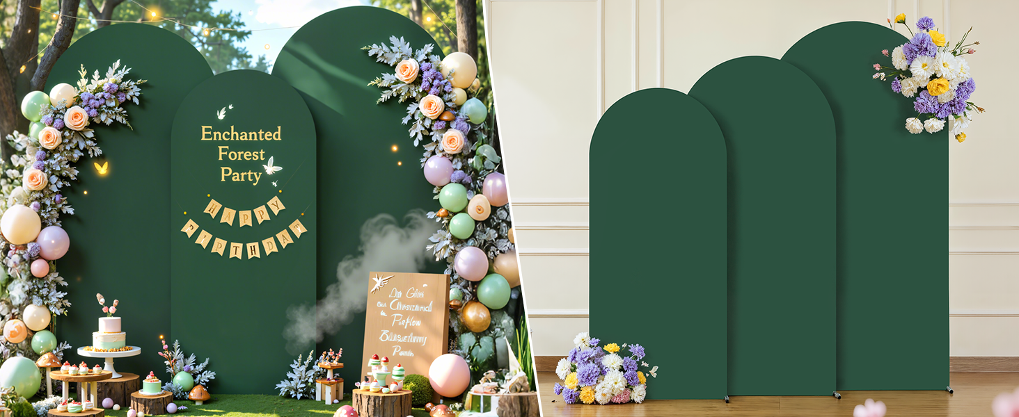 3 Piece Hunter Green Arch Covers ,Spandex Arch Backdrop Cover for Wedding、 Baby Shower 、Birthday Party 