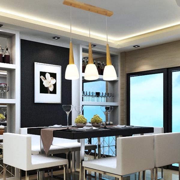 Modern decorative Dinner room pendant light E27 bulb Top grade Thailand Oak wood lamp