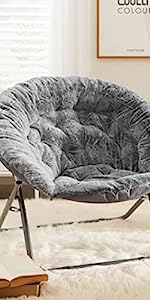 Folding Moon Chair - Large Saucer UFO Chair with Collapsible Metal Frame, Moon Round Camping Chair