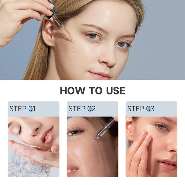 Sérum facial pour le soin de la peau en marque privée, blanchissant à la VC avec de l'acide hyaluronique et de la vitamine B3