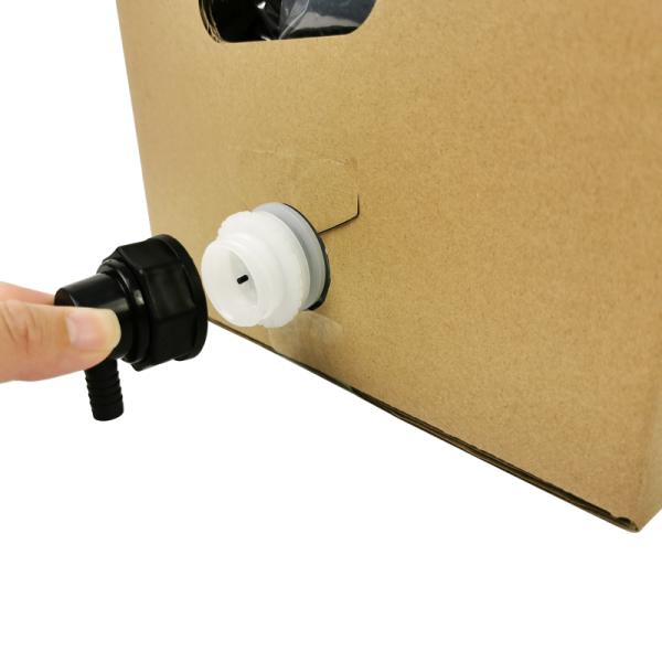 Sac en boîte de 5L, 10L, 20L, qualité alimentaire, transparent, aseptique, pour emballage de vin et de jus en plastique avec robinet et conteneur en carton BIB