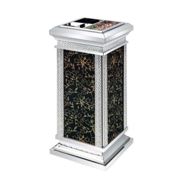 Hotel Elevator Entrance Large Marble Stainless Steel Trash Can Waste Bin Garbage Can Dustbin with Ashtray