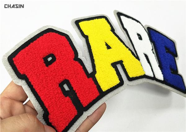 Colorful RARE Chenille Embroidery Patches Eco Friendly With Iron On Back