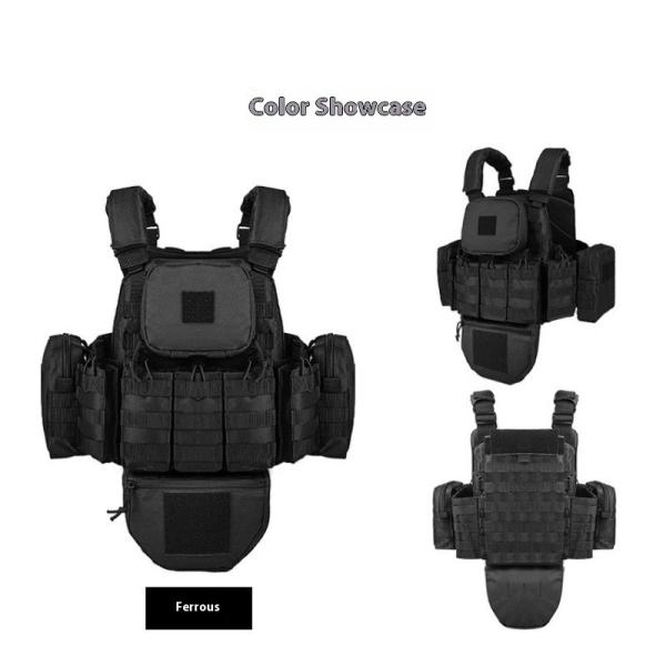 All - protective Tactical Vest for Outdoor Military Enthusiasts, MOLLE - modular Camouflage Waistcoat in Black, Complete Set of Equipment