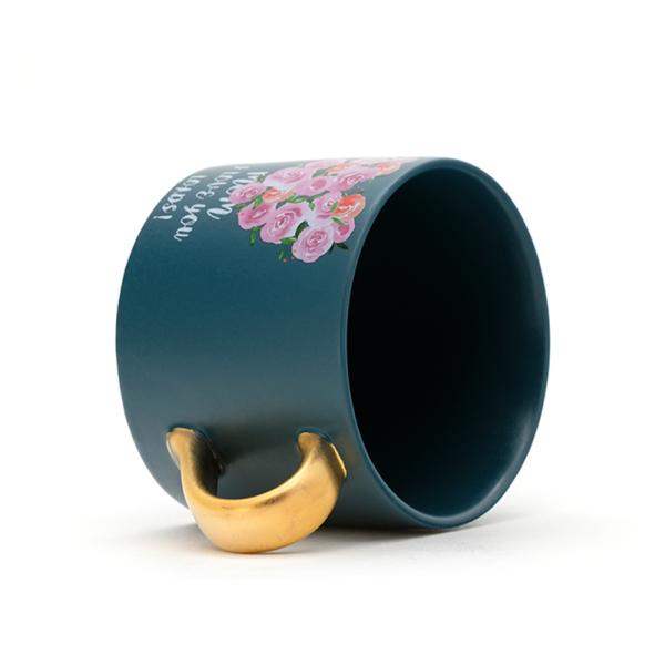 Jolie vaisselle pour la fête des mères élégante maman cadeau design tasse de café en céramique avec poignée en or