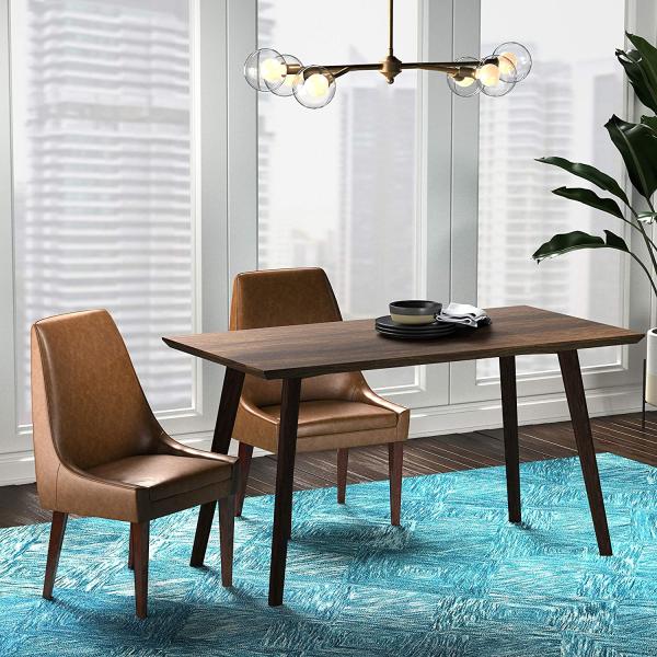 Rivet Modern Leather Dining Chairs , Welt Trimmed Leather And Metal Dining Chairs 35