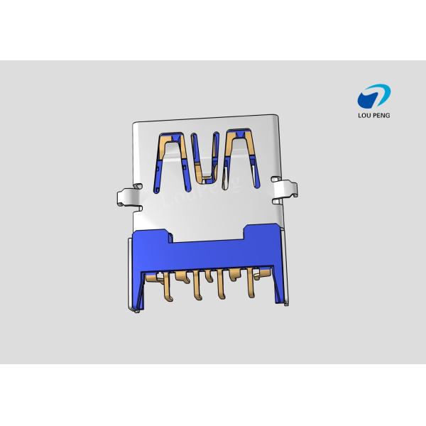 3.0MM USB A TYPE 9PIN FEMALE 90 °  Sinking plate Gold-Plated BLUE