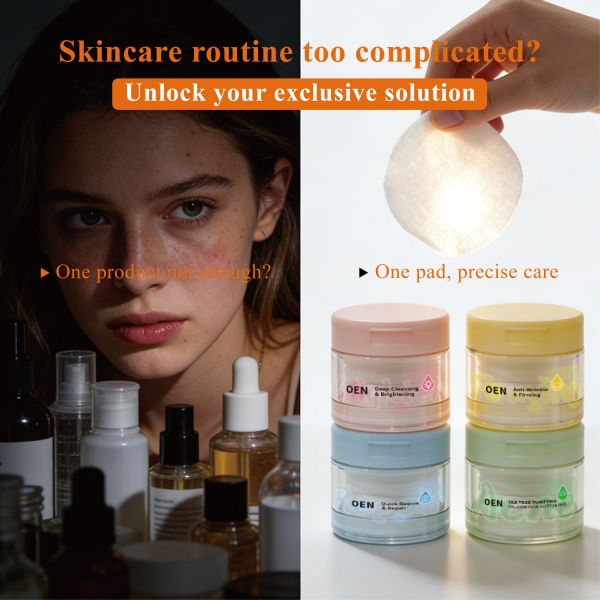 Private Label Hydrating Brightening Skin Care Acne Pore Brightening Private Label Face Exfoliating Collagen Cotton Toner Pads