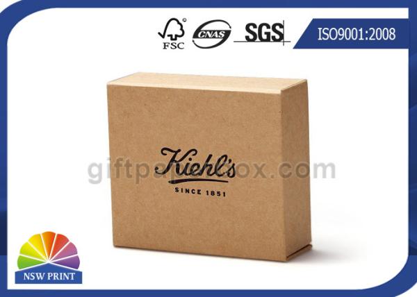 Logo Printed Brown Kraft Paper Hinged Lid Gift Box With Magnetic Closure