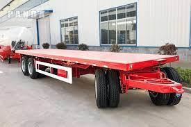 2-Axles Flat Platform Flatbed Drawbar Full Trailer With Ladder