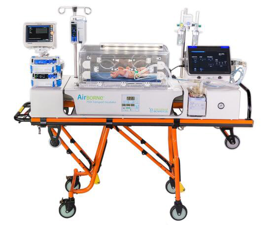 Automatic Loading Wheeled Ambulance Stretcher Trolley For Incubator 150mm Castors