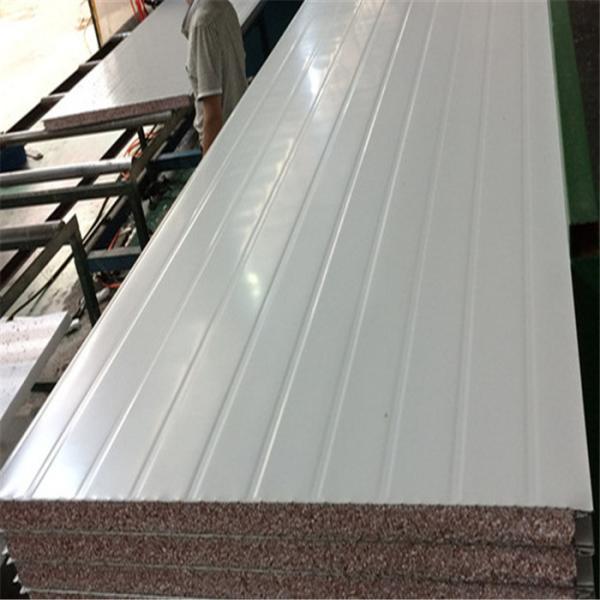 zinc aluminum double steel sheet 50mm TPS sandwich panel with grey white color